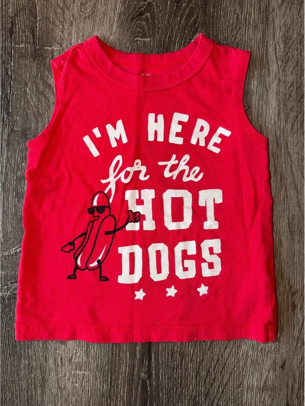 OshKosh B’gosh Toddler Boys 2T Red Hot Dogs Graphic Sleeveless Tank Top